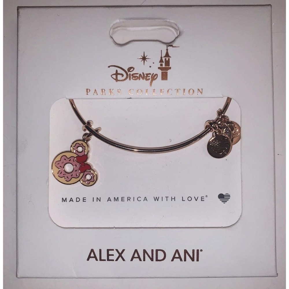 Alex and Ani Disney‎ Parks Minnie Mouse Donut Rose Gold Expandable Bracelet USA